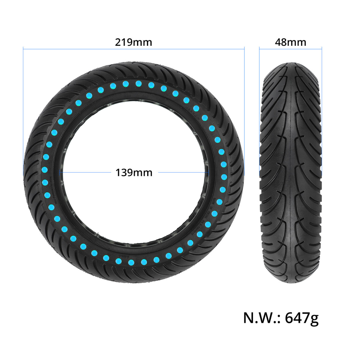 Neumático sólido de 8,5 pulgadas con puntos azules - Imagen 6