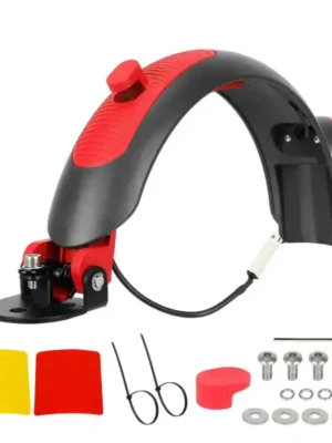 Guardabarros trasero de aleación de aluminio Ulip de color gris y rojo con freno de alta gama (con luces traseras y herramientas de tornillo) + 1 pegatina reflectante amarilla + 1 pegatina reflectante roja