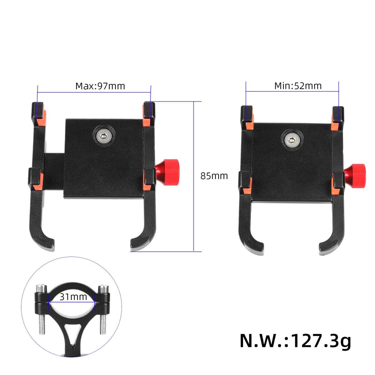 Soporte para teléfono móvil de aluminio negro plateado JAKROO - Imagen 5
