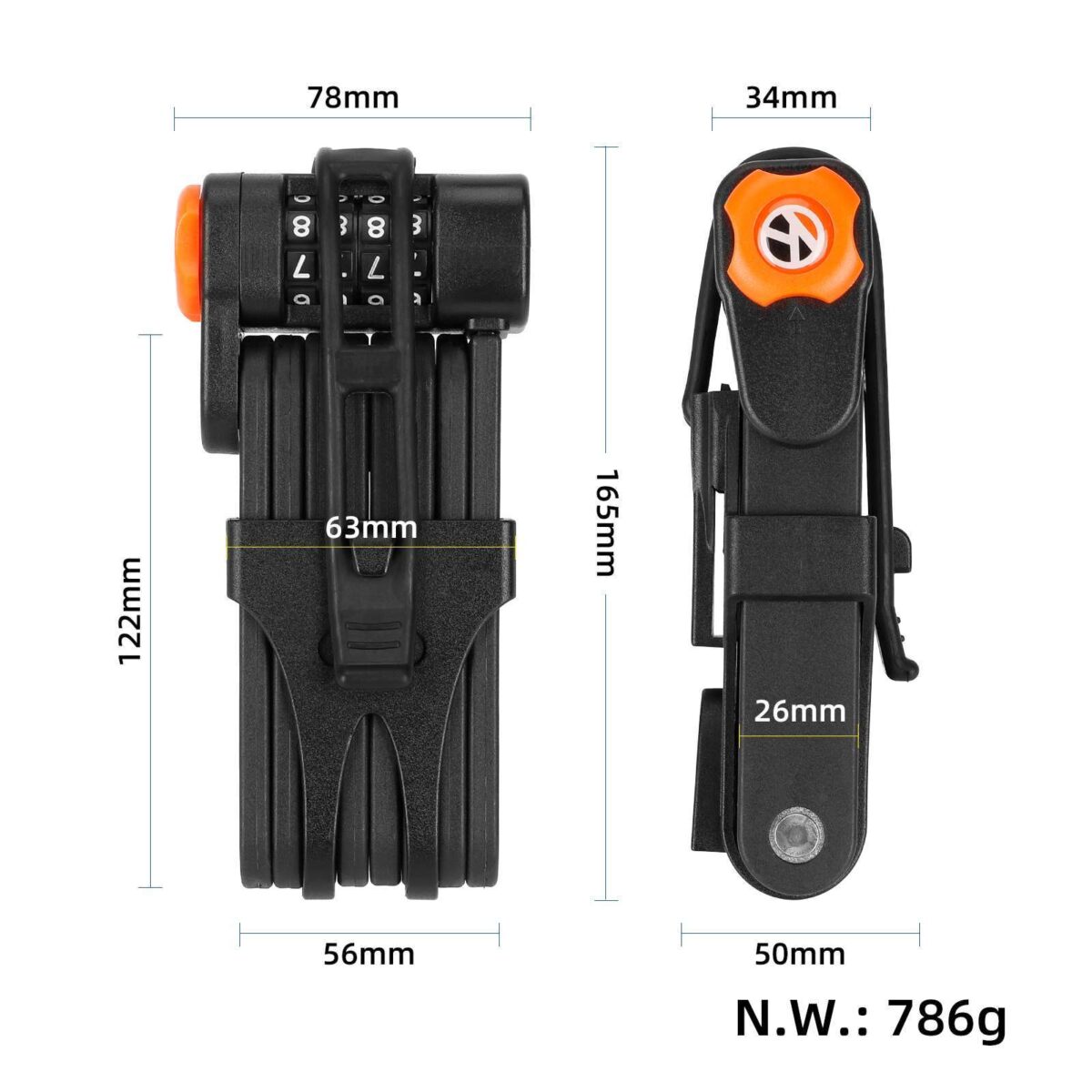 Candado antirrobo plegable con código para bicicleta - Imagen 2