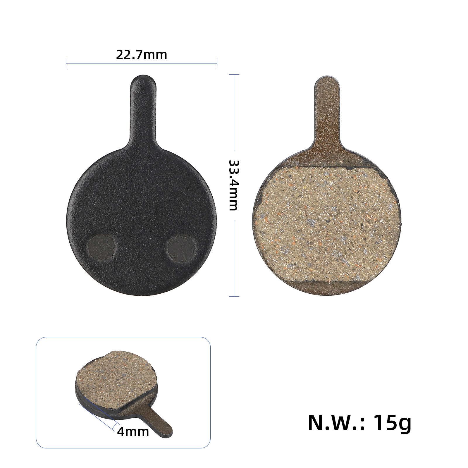 Pastilla de freno redonda negra con mango largo 808 - Imagen 6