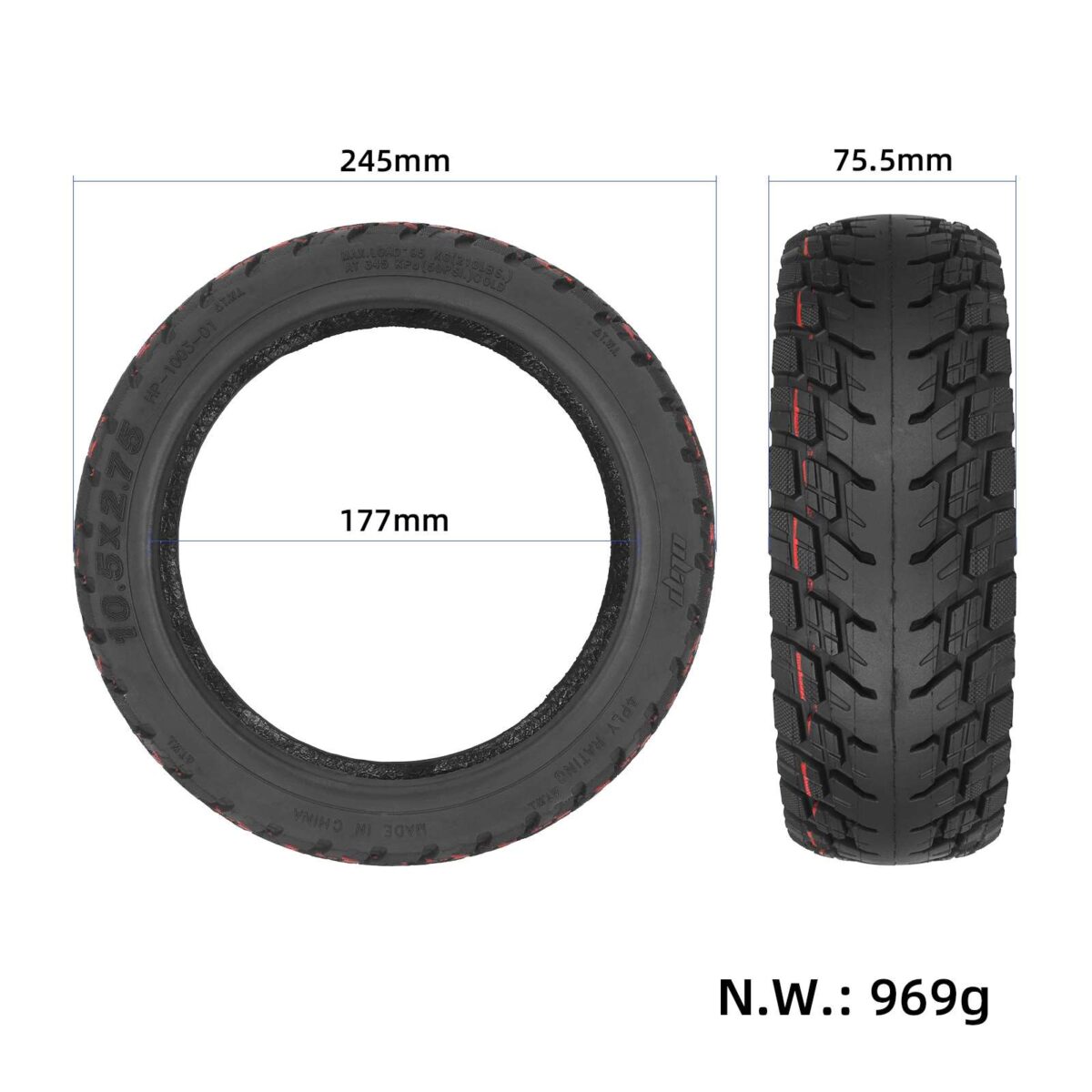 Neumático todoterreno sin cámara autorreparable Ulip 10.5*2.75 - Imagen 2