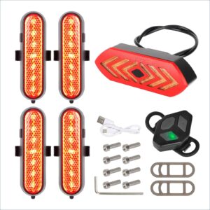 Juego de 4 luces intermitentes recargables rojas Ulip + 1 juego de luces traseras intermitentes con control remoto para scooters Xiaomi Pro/Pro2/1S o suspensión trasera Ulip