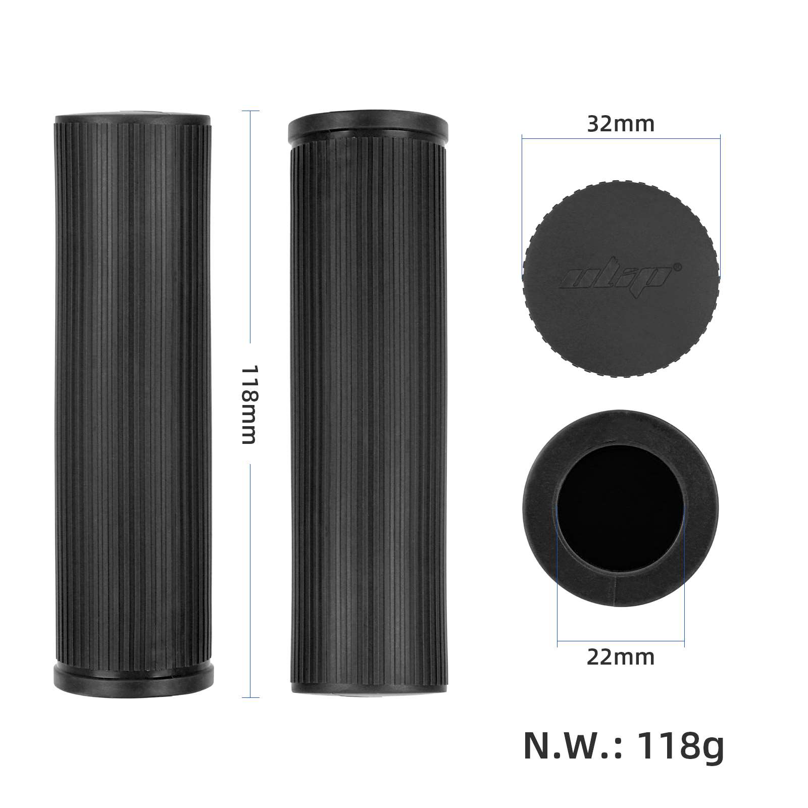 Puños Ulip negras para bici y xiaomi 4 Pro sin ranura - Imagen 2