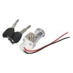 Cerradura de puerta eléctrica plateada con llaves