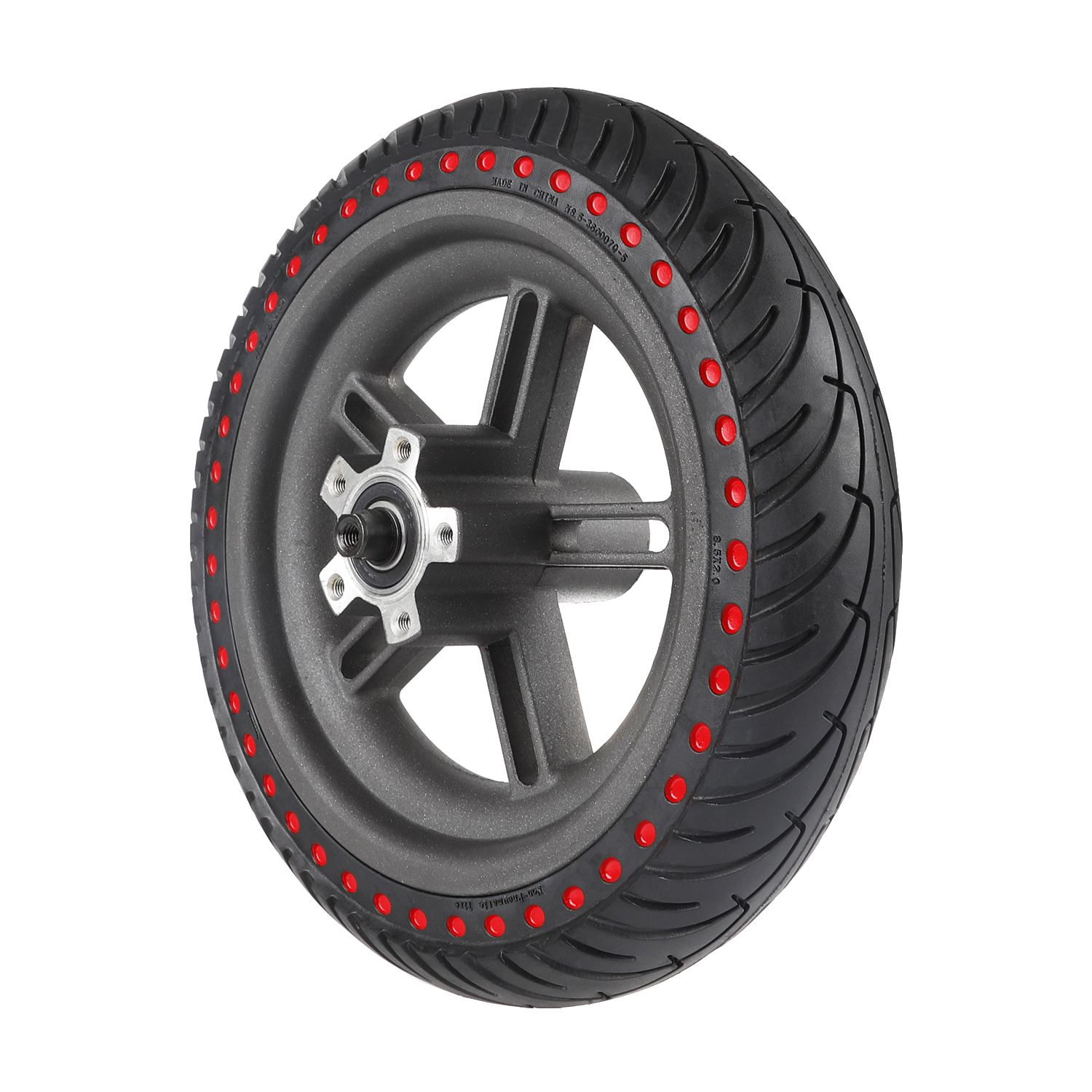 Neumático sólido de 8,5 pulgadas con puntos rojos + llanta M365