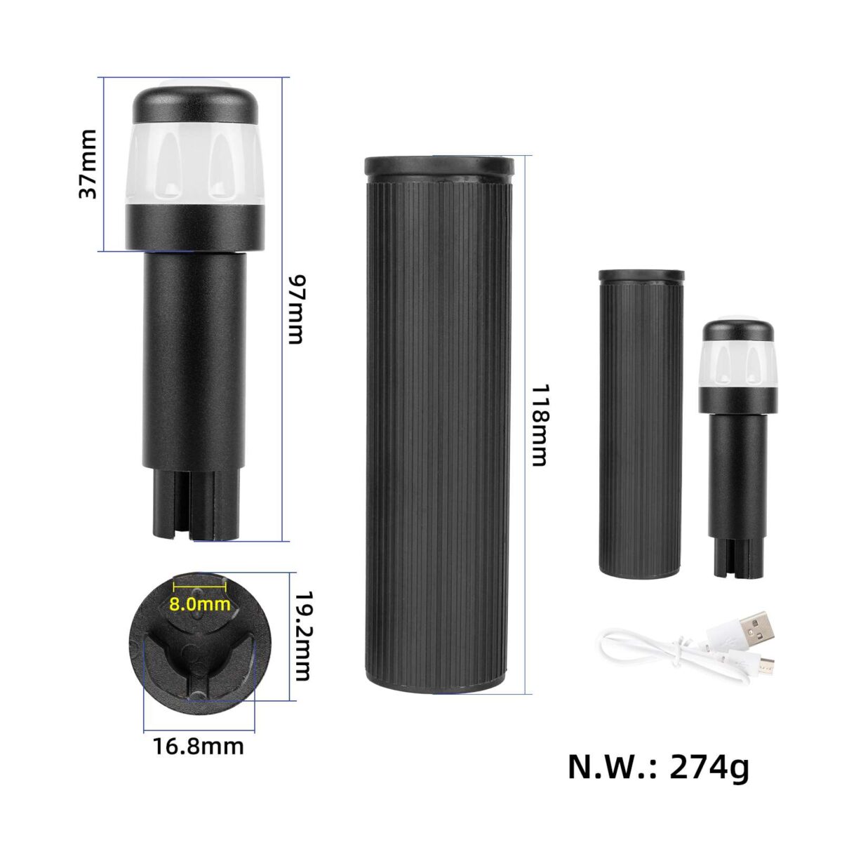 Extensor de agarre de silicona con carga USB Ulip y luz para scooters Max G30 (BBBW) - Imagen 2