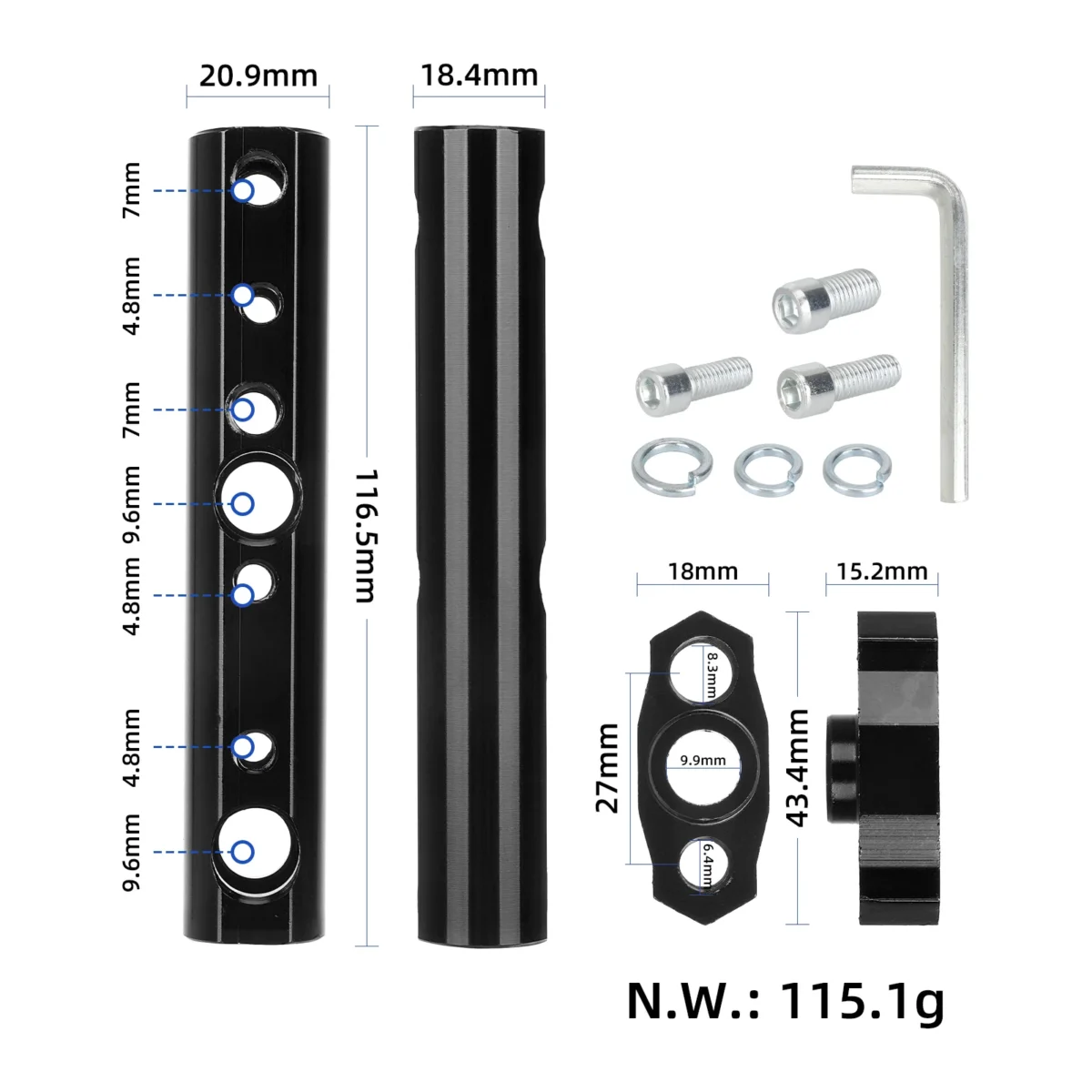 Tubo de extensión multifunción negro - Imagen 3