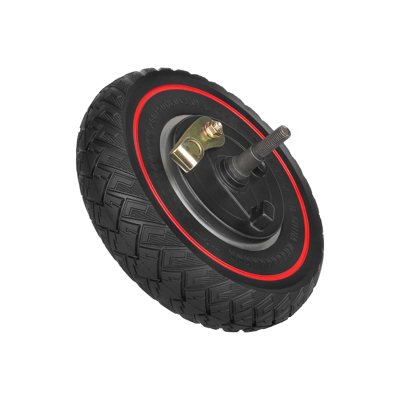 Rueda de freno de tambor de 8 pulgadas 200*50 (con eje) + neumático todoterreno sólido con patrón de ala de línea roja Ulip200*50 (instalado) - Imagen 6