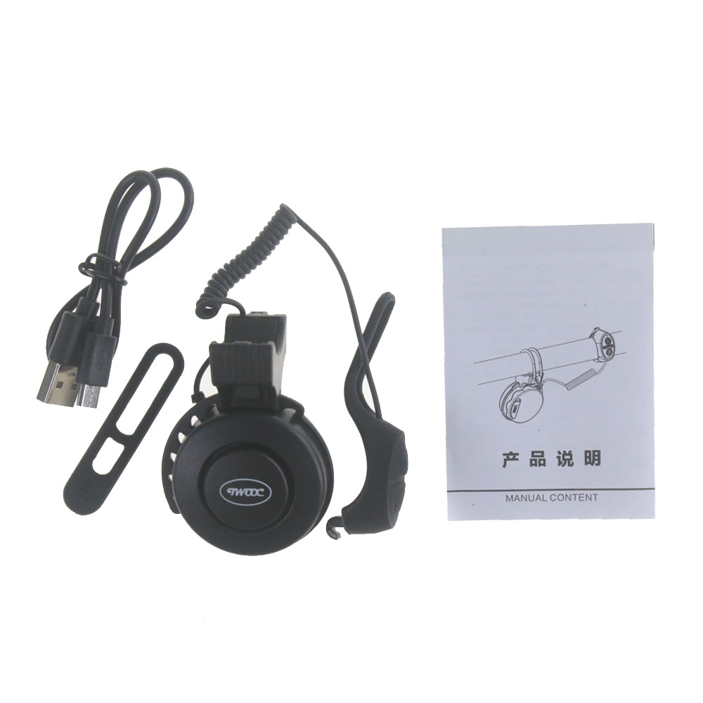 Timbre de bicicleta TWOOC negro de 120 dB con carga USB - Imagen 6