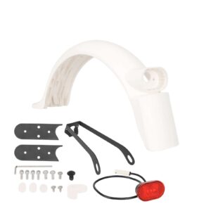 Kit de guardabarros trasero blanco con luz, soporte metálico y gancho para patinete M365 Pro/Pro2