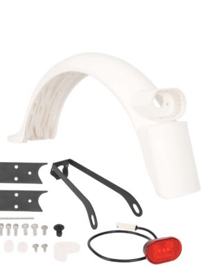 Kit de guardabarros trasero blanco con luz, soporte metálico y gancho para patinete M365 Pro/Pro2