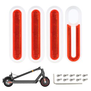 4 piezas de carcasas decorativas blancas de repuesto + barras reflectoras rojas para M365 1S Pro Pro2 y Lite