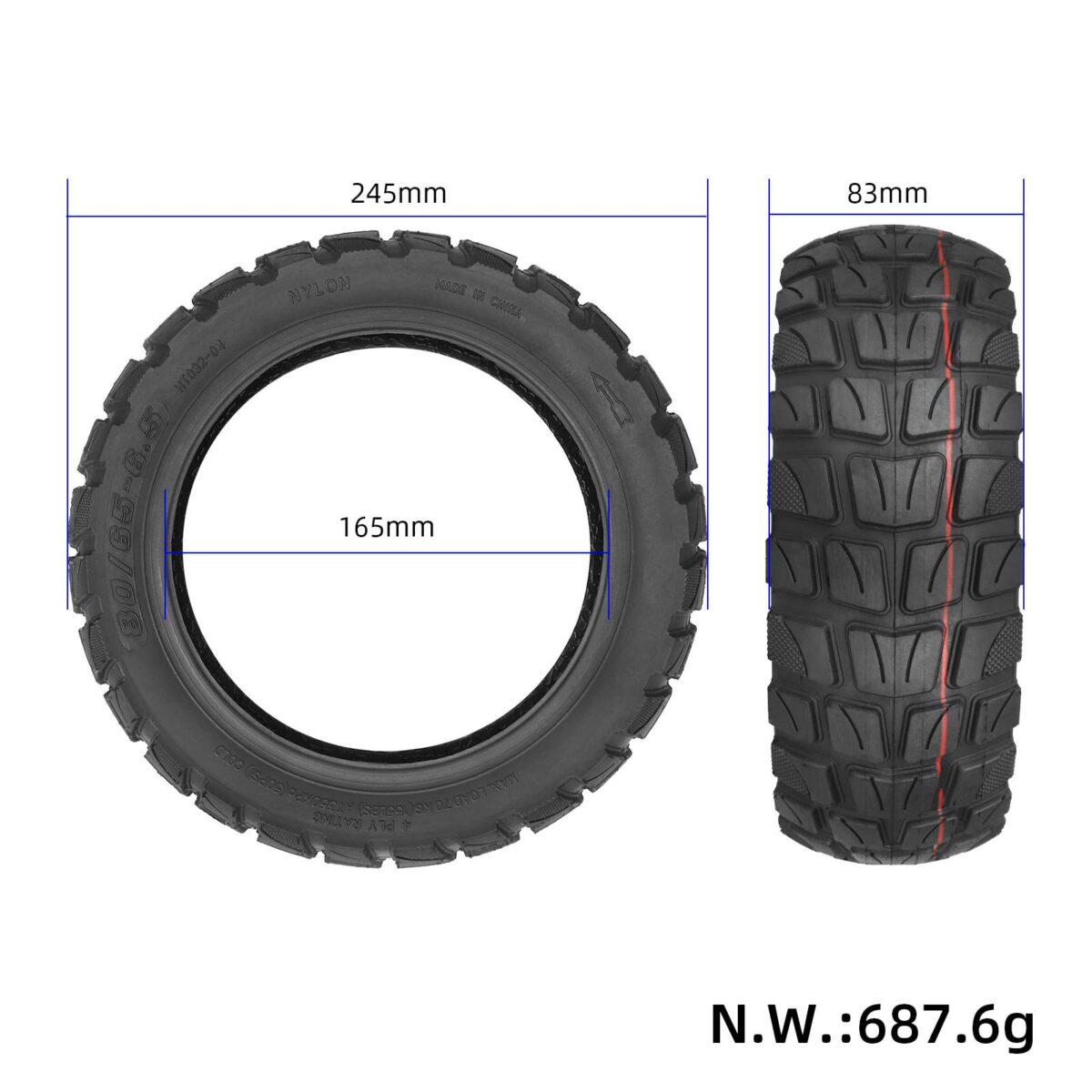 Neumático exterior todoterreno 80/65-6.5 para scooter KUGOO M4/M4 Pro - Imagen 2
