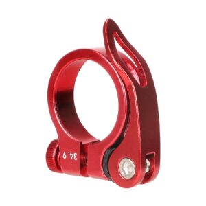 Abrazadera de tubo de asiento roja sin orificio de 34,9 mm