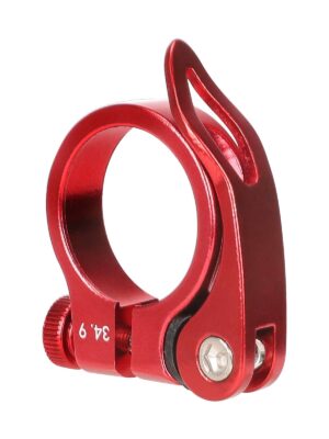 Abrazadera de tubo de asiento roja sin orificio de 34,9 mm