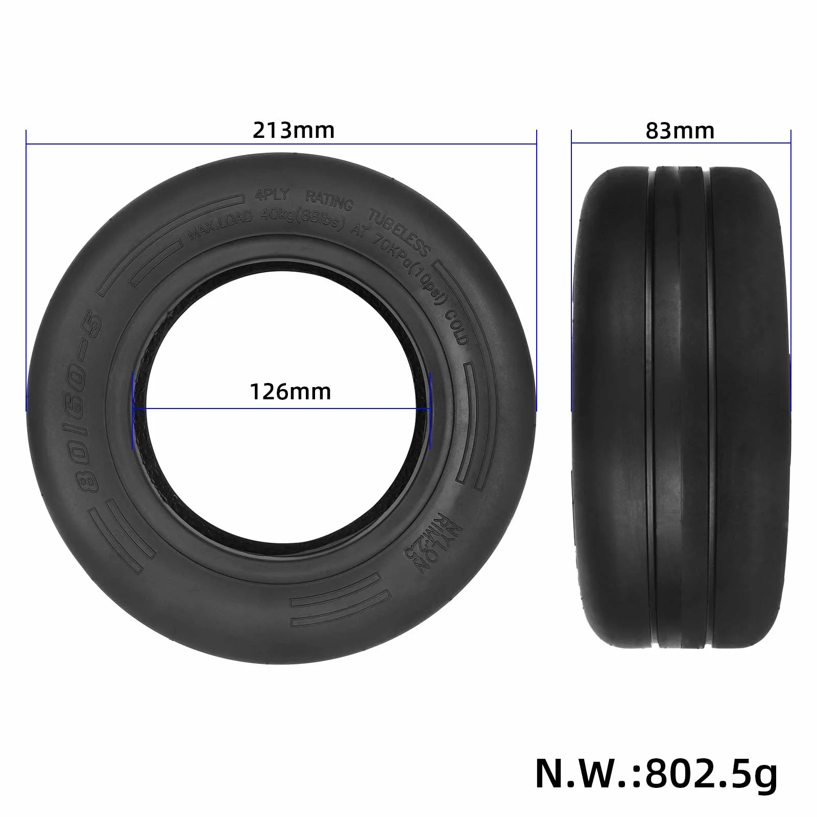 Neumático de carretera sin cámara HD80/60-5 - Imagen 2