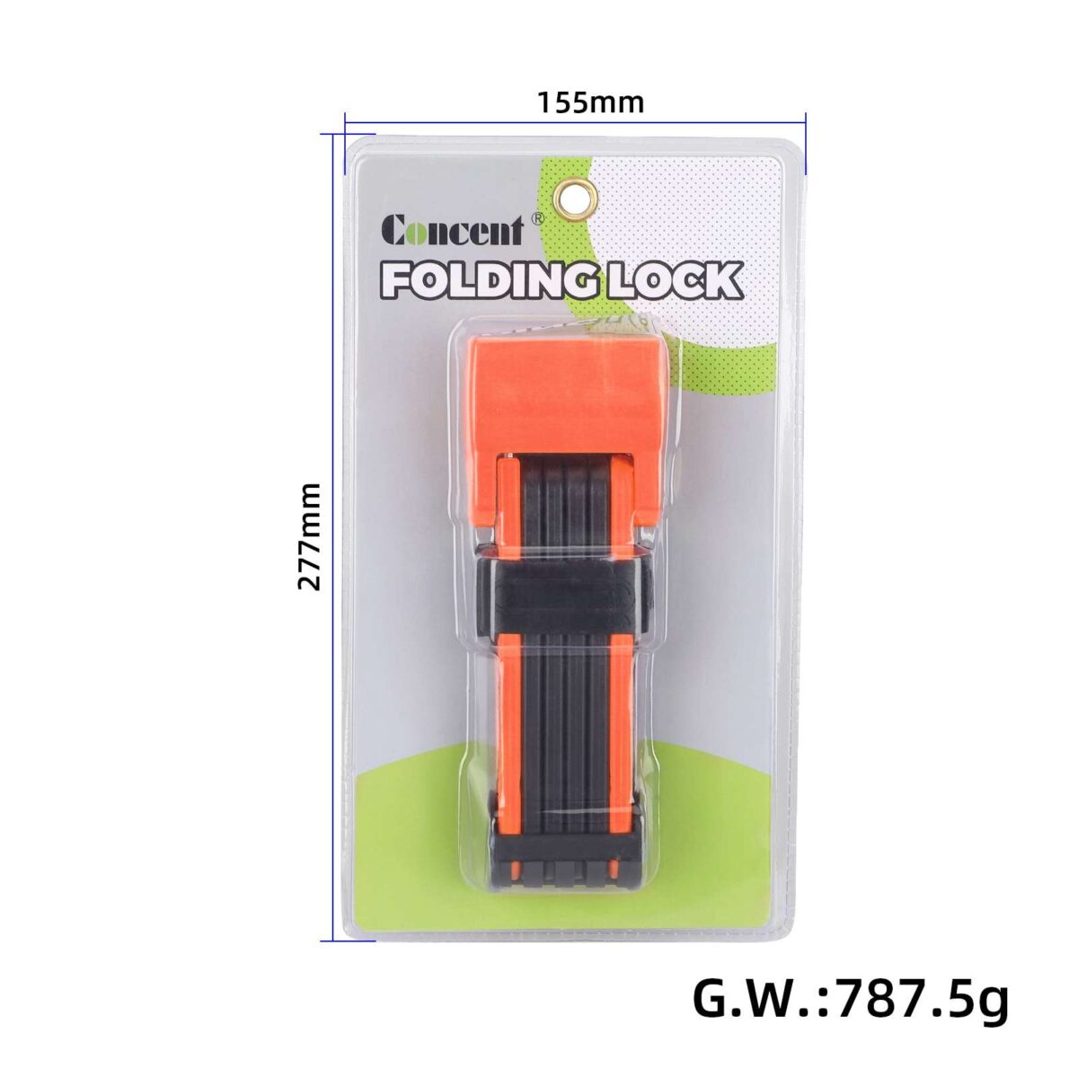 Cerradura antirrobo rectangular plegable naranja (con caja de embalaje) - Imagen 6
