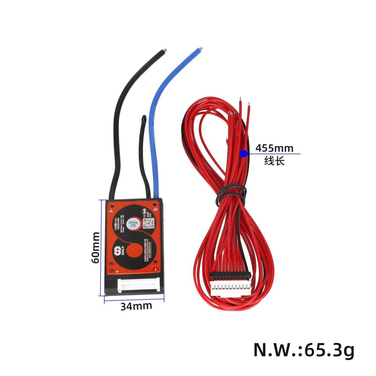 Placa de protección BMS de batería DALY 36V20A 10S con cable - Imagen 2