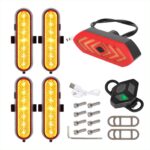 Juego de 4 luces intermitentes recargables amarillas Ulip + 1 luz trasera intermitente con control remoto para scooters Xiaomi M365/1S