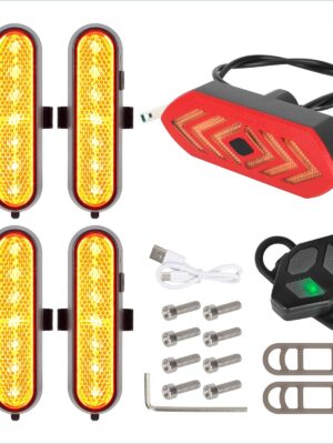 Juego de 4 luces intermitentes recargables amarillas Ulip + 1 luz trasera intermitente con control remoto para scooters Xiaomi M365/1S