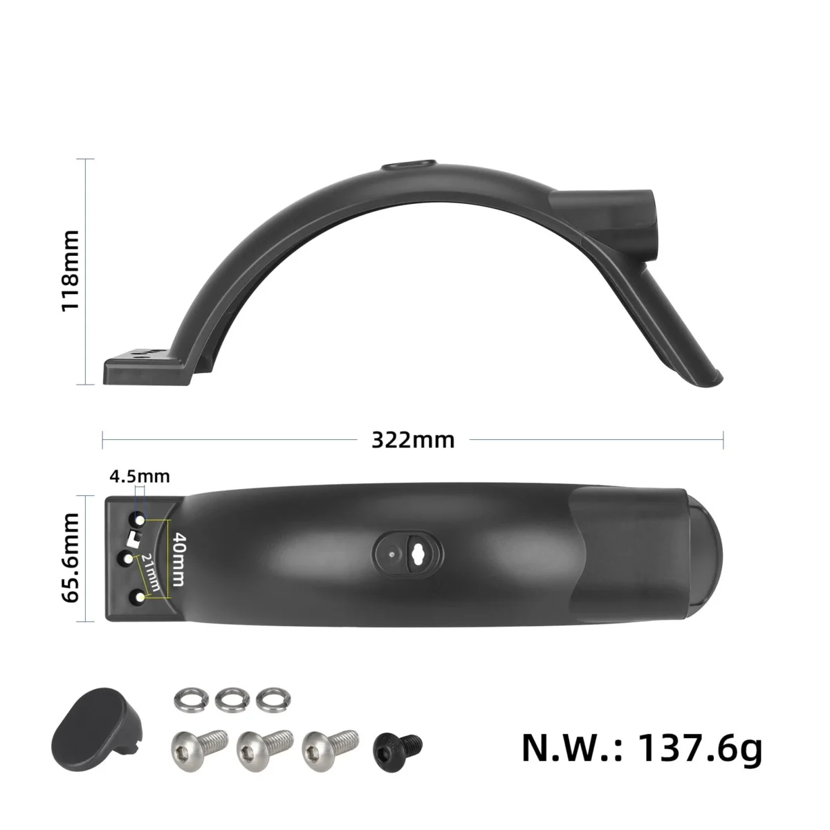 Guardabarros trasero Xiaomi 5 con gancho y tornillos - Imagen 2
