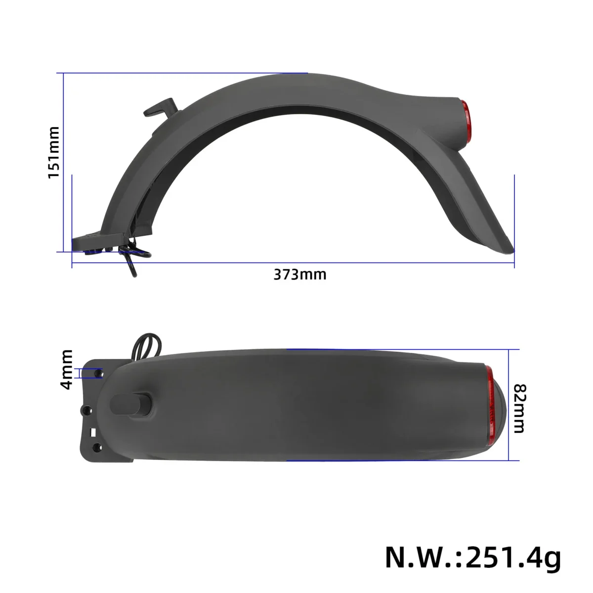 Guardabarros trasero con luz trasera de gancho para Xiaomi 5 Plus - Imagen 2
