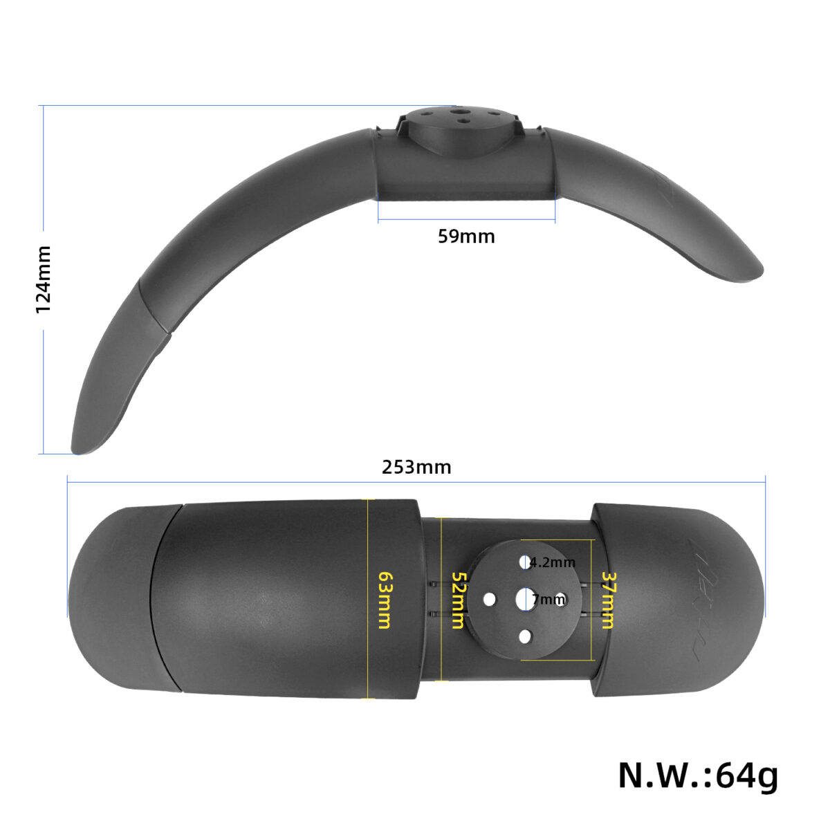 Guardabarros delantero Ulip gris con goma para patinetes xiaomi - Imagen 2