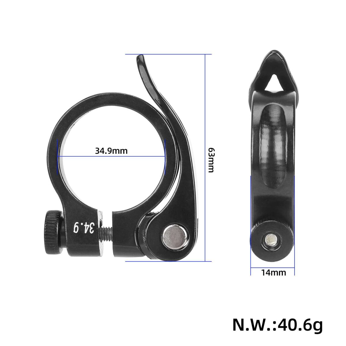 Abrazadera de tubo de asiento negra sin orificio de 34,9 mm - Imagen 2