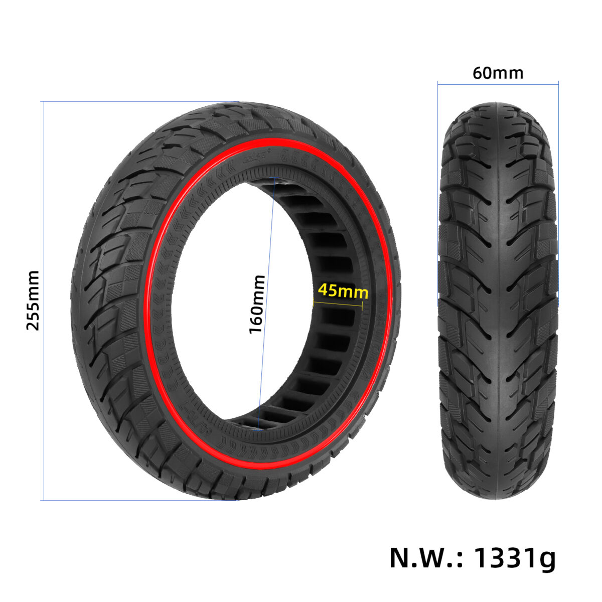 Neumático sólido Ulip 60/70-7.0 con círculo rojo para patinetes Xiaomi 4 Pro/4 Pro Max - Imagen 2