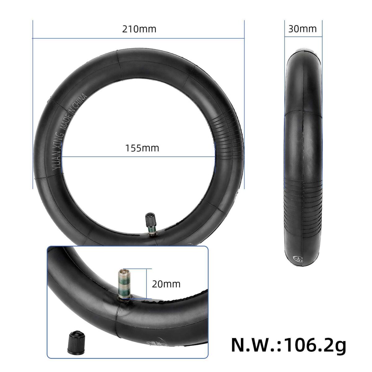 Neumático de vacío Yuanxing 9*2 de línea amarilla + cámara de aire 8.5*2 - Imagen 3