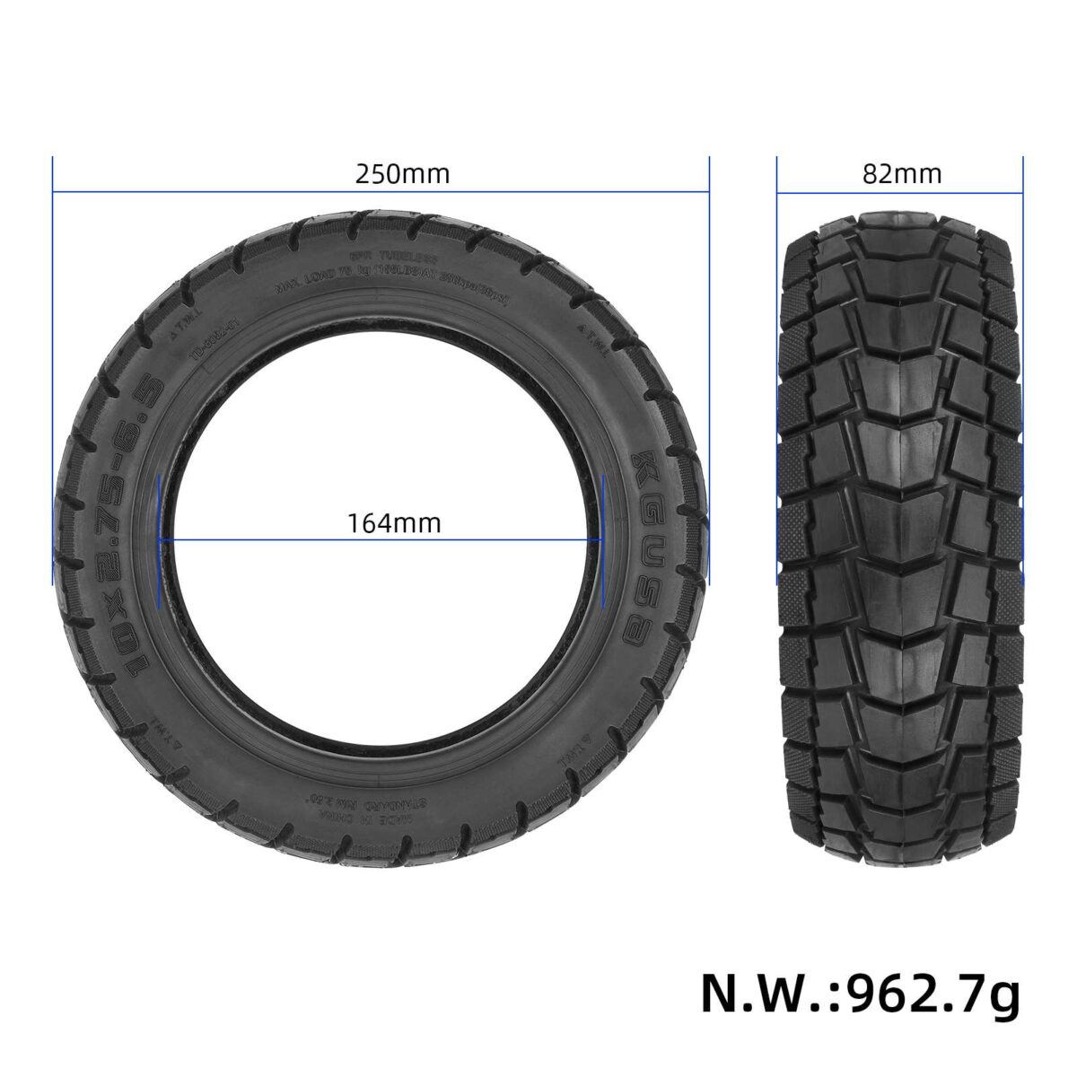 Neumático todoterreno sin cámara Kgusa 10*2.75-6.5 (TD8052) - Imagen 2