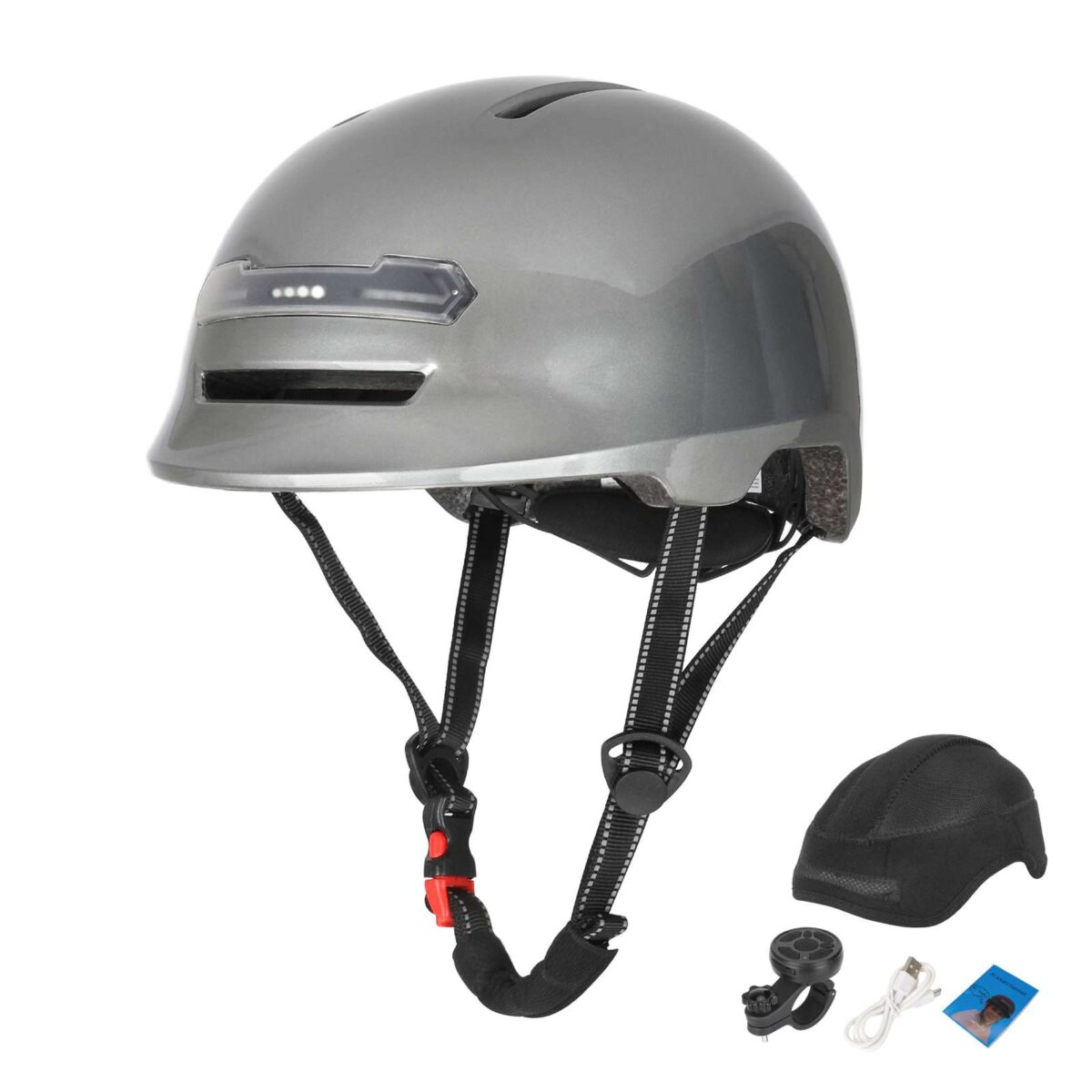 Casco con luz de voz Z005 gris brillante - Imagen 3