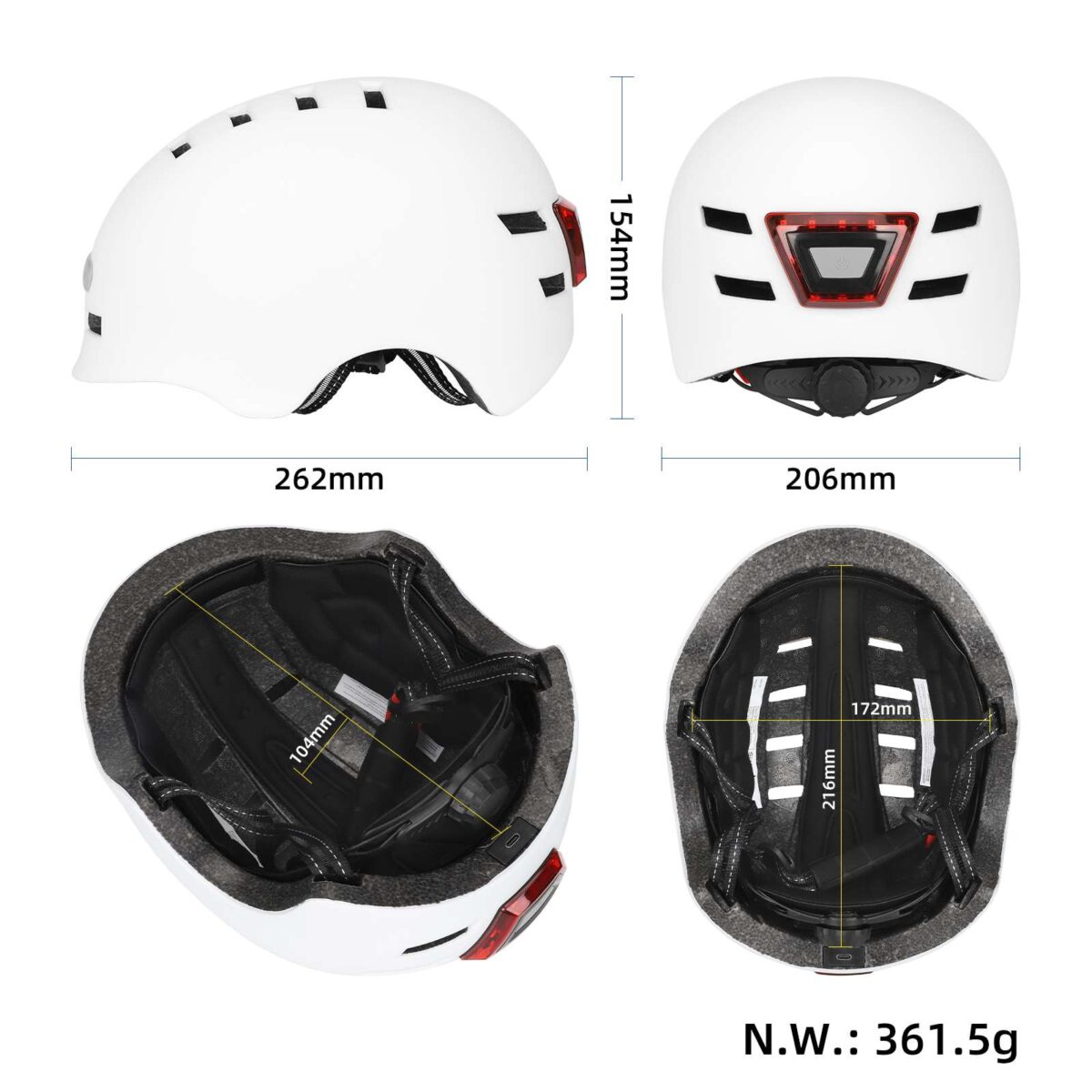 Casco blanco talla M con luz - Imagen 2