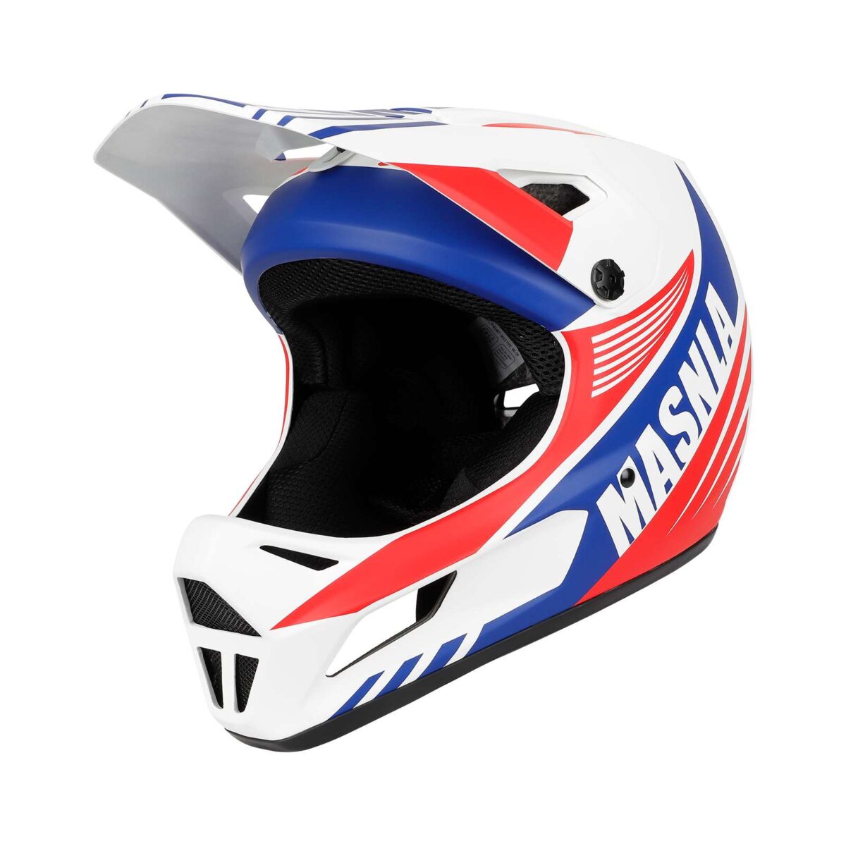 Casco todoterreno talla M en blanco, azul y rojo - Imagen 2