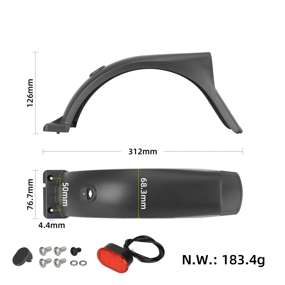 Guardabarros trasero con gancho para luz trasera y tornillos para Xiaomi 5 Max - Imagen 2