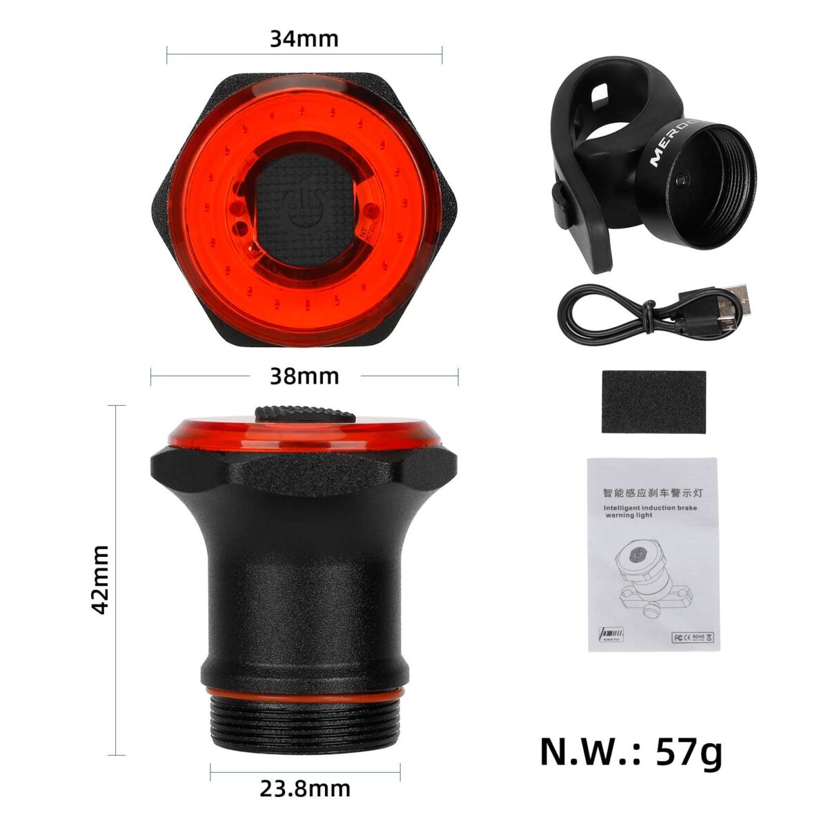 Luz trasera negra WR25 montada en el tubo del asiento - Imagen 2