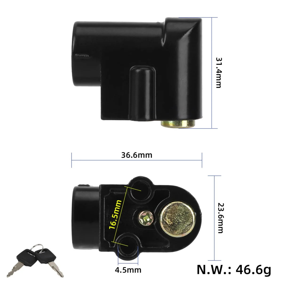 Cerradura de batería negra para vehículo eléctrico (perno de 3 a 11 mm) - Imagen 2