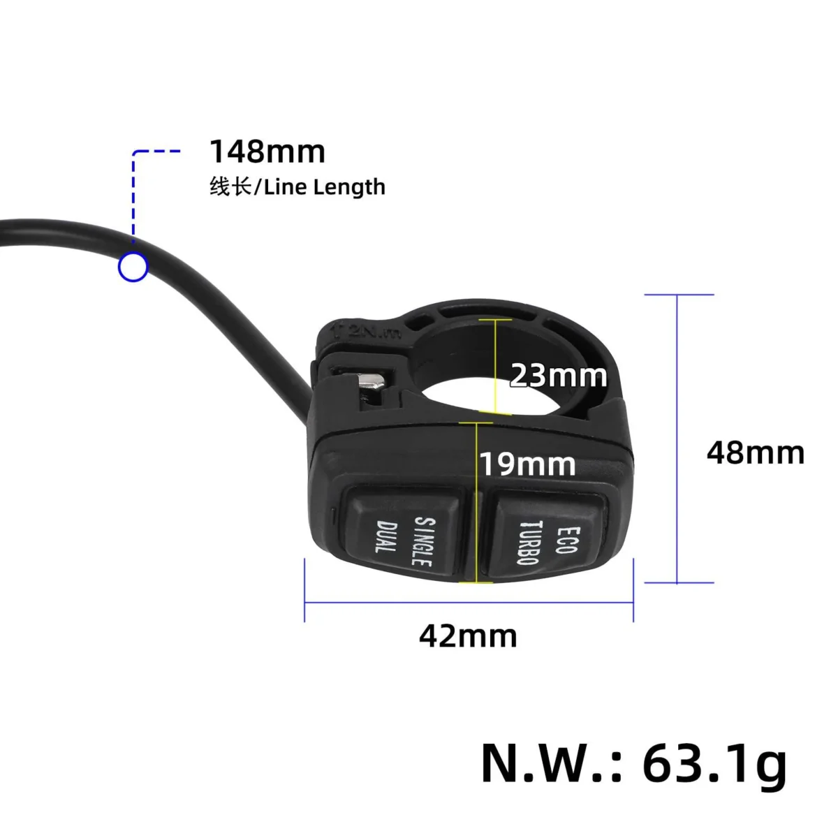 Interruptor de doble función DT3 original de DUALTRON (longitud de cable de 1,5 m) - Imagen 2