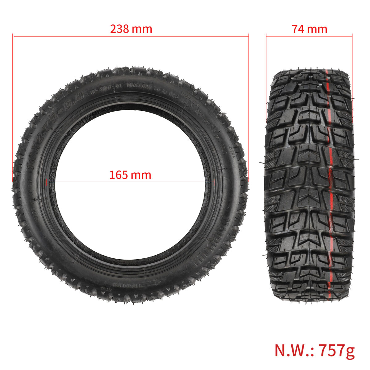Neumático todoterreno sin cámara NAIPUTUN 10*2.75-6.5 - Imagen 2