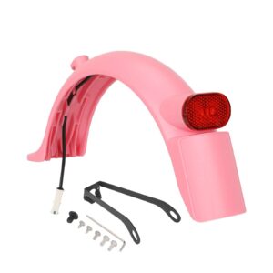 Guardabarros trasero integrado Xiaomi M365 Pro/Pro2 rosa con matrícula (con luz trasera + gancho + soporte metálico pro)
