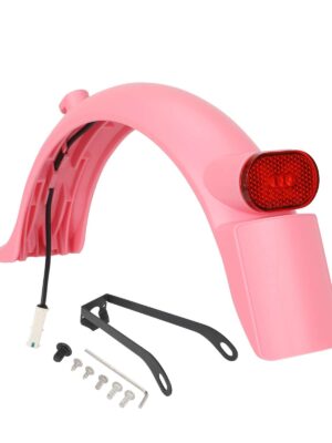 Guardabarros trasero integrado Xiaomi M365 Pro/Pro2 rosa con matrícula (con luz trasera + gancho + soporte metálico pro)