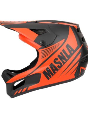 Casco todoterreno negro y naranja talla M