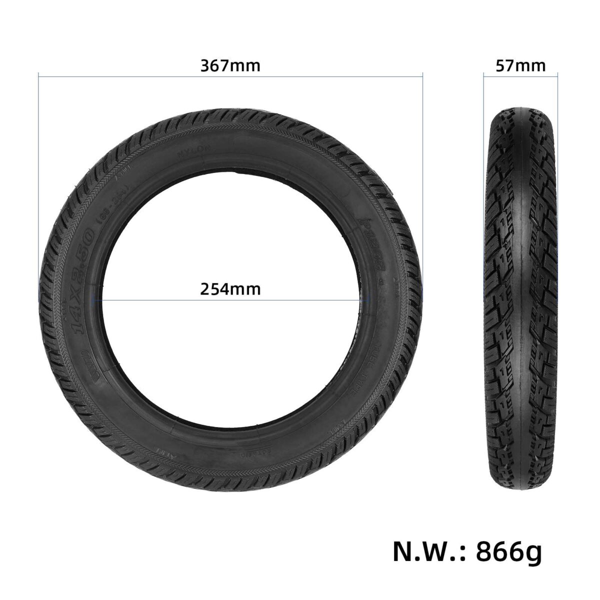 Neumático exterior Wanda 14*2.50(66-254) - Imagen 2