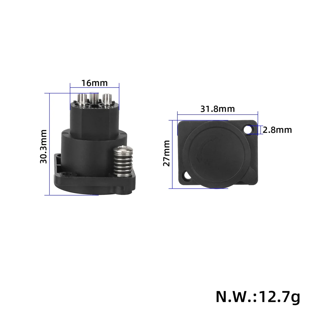 Cabezal hembra para conector Canon de 3 pines - Imagen 2