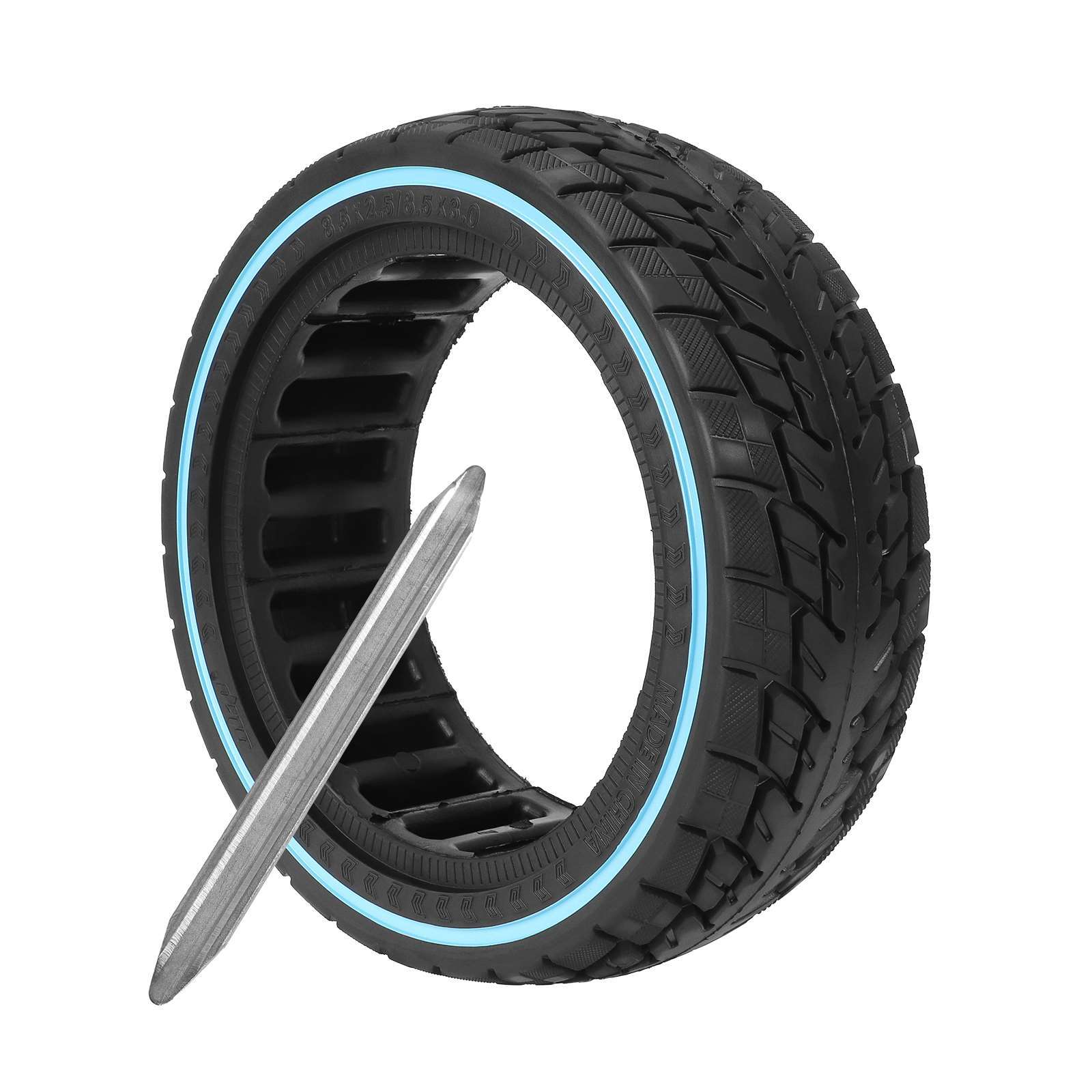 Neumático sólido todoterreno Ulip8.5 * 2.5 línea azul + palanca de 25 cm