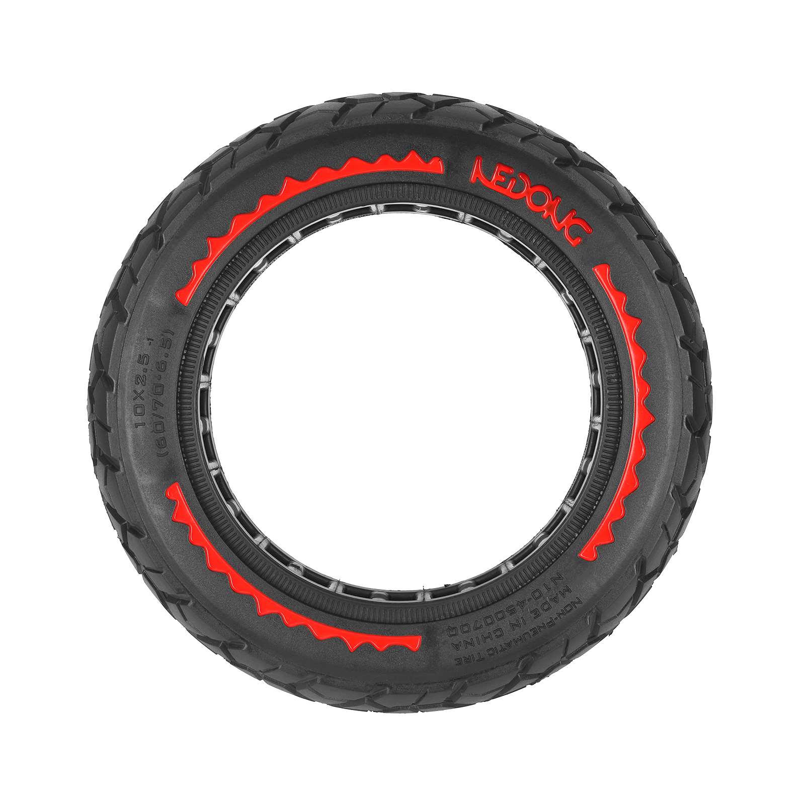 Neumático sólido NEDONG 10*2.5 (60/70-6.5) con círculo rojo y ranura de 45 mm - Imagen 3