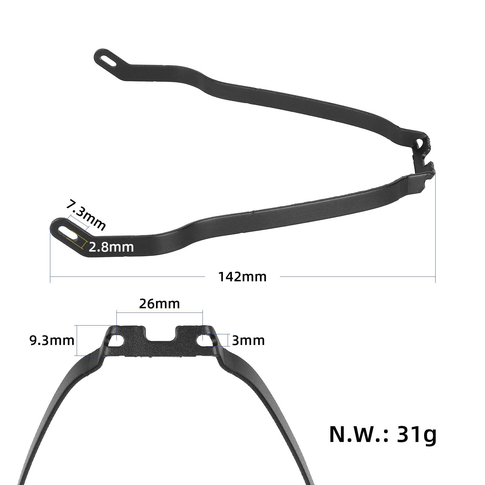 Soporte metálico universal negro para suspensión trasera Ulip - Imagen 2