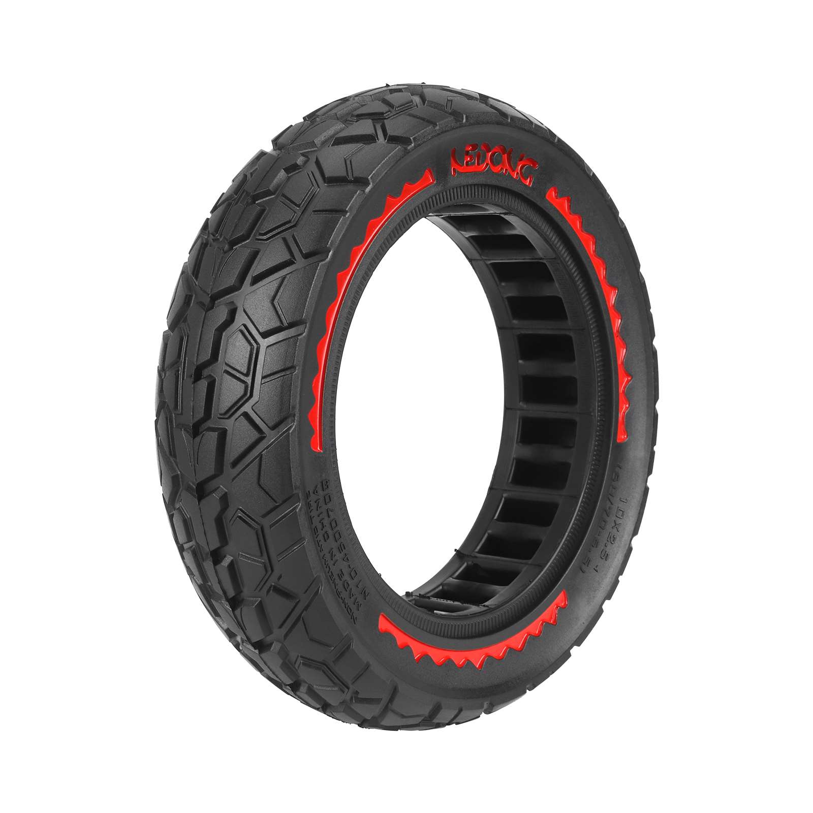 Neumático sólido NEDONG 10*2.5 (60/70-6.5) con círculo rojo y ranura de 45 mm - Imagen 5