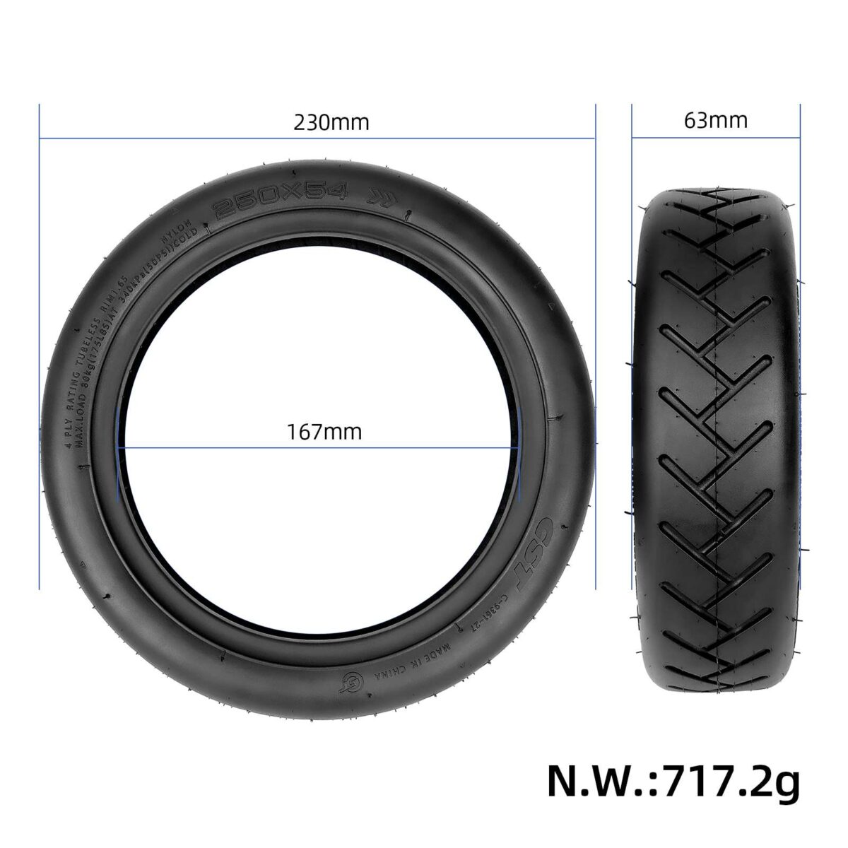 Neumático sin cámara autorreparable CST 250*54 con goo - Imagen 2